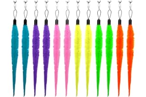 INNOHHUSTLE 12 Stück Katzenwurmspielzeug Nachfüllungen, Katze Wand Spielzeug Ersatz Nachfüllung Katzenstab Spielzeug Ersatzminen Pelziger Schwanz Wurm mit Glocken Teaser Nachfüllungen für Katzen, Kätzchen