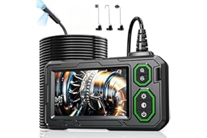 Cámara endoscópica Dual Lens 10M, Hopefox 1080P HD Digital Endoscope con Pantalla IPS de 4,3 Pulgadas, IP67 Resistente al Agua, cámara Tubular con 8+1 LED Ajustables, cámara de inspección de 8 mm