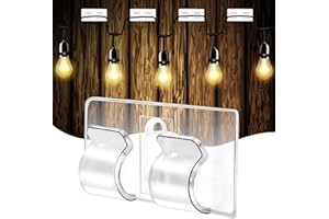 SOFEM Lot de 60 Crochets pour Lumières D'extérieur, Crochets pour Guirlandes Lumineuses D'extérieur, Clips Câbles Autocollants pour Éclairage Extérieur pour Noël, Terrasse, Jardin, Balcon - Hameçon Double