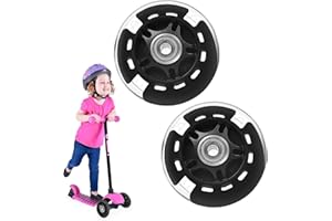 PZJFH 2 Pcs Scooter Replacement Wheels 80mm Flash Wheel Mini Or Maxi Durable Scooter Flashing Lights Back Rear Abec-7 Scooter Accessories Mute Scooter Skate Wheels Flashing Roller Outdoor Gift