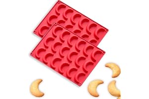 MURISE Vanillekipferl Backform 2 Stück, Vanillekipferl Form Silikon, Vanillekipferl Backblech Kipferl Backform Kipferlblech für Schokolade Eiswürfel Pralinen