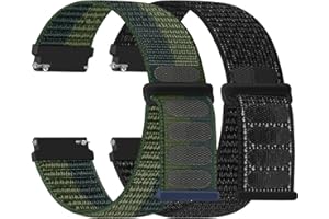 Huamanlou Nylon Watch Straps 16mm 18mm 20mm 22mm Quick Release Watchband for Men and Women, Adjustable Breathable Woven Sport Straps, 2 PACK