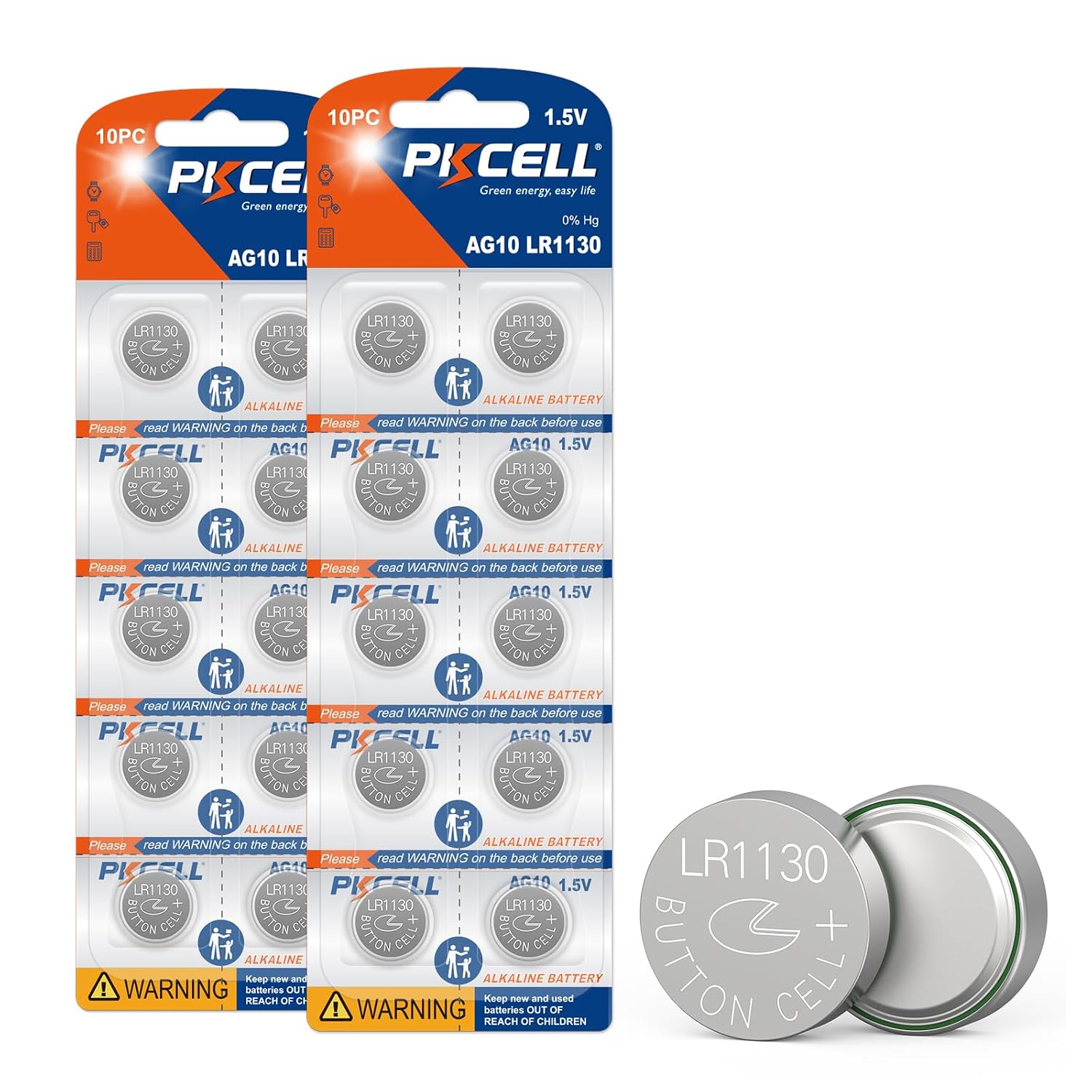 LR1130 AG10 Alkaline knoopcellen voor muziekboeken of geluiden, horloge, speelgoed, lange levensduur, 20 stuks PKCELL