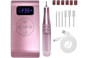 COSYONALL Taladro de uñas profesional 3 en 1 con lámpara de uñas UV, lima de uñas eléctrica de 35000 RPM, broca de uñas portátil para uñas de gel acrílico con 6 brocas y 6 bandas de lijado