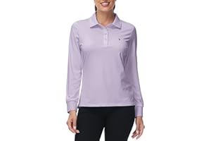 Rdruko Ladies Long Sleeve Polo Shirts Breathable Quick Dry Casual Sports Gym Work Golf Tennis Running Top Women