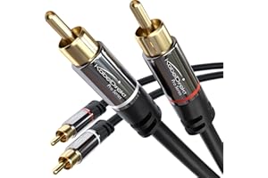 KabelDirekt – Cavo RCA, Cinch da 0,5 m, cavo audio stereo 2 x 2 Cinch particolarmente resistente e con una qualità sonora brillante (coassiale, subwoofer/Home Cinema, analogico e digitale)