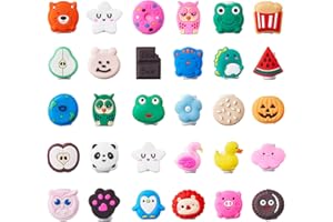 Flutesan 32 Pieces Colorful Cartoon Charger Cable Protectors USB Saver Silicone Animal Charging Buddies Flexible Wire for Most Cellphone Data Lines (Sweet Style,1.8 x 2 cm)