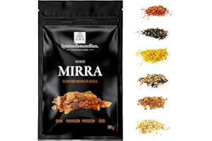 SPIRITUELLEMENTBIEN Incienso de Resina 100% Natural Sagrado Puro en Grano 50g- 100g para Fumigación, Quemador de Perfume o Incensario - Alternativa a Incienso en Barra o Cono (Mirra, 50 gr)