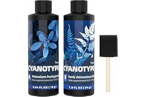 TENEE Complete Cyanotype Kit, Cyanotype Sensitizer Set for Sun Printing, Solar Sun Print Kit for Photographic Process Projects on Fabric and Paper, Ideal Blue Prints Sensitizer for Beginners & Artists
