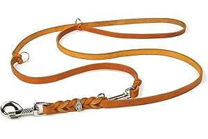 CopcoPet – Fettlederleine für Hunde – 3-Fach verstellbare Hundeleine aus weichem Leder mit Karabinern & Beschlägen aus Chrom – geflochtene Führleine 100% Handmade in Germany (2,0m x 12mm | Cognac)