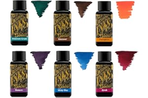 Diamine Inchiostro per penna stilografica, 30 ml, ruota dei colori, 6 flaconi, verde Delamere, Macassar, zucca, Damson, blu nebbioso, Syrah