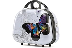 BEIBYE Butterfly 2060 TSA-Schloss 4-TLG. Reisekoffer Trolley – Robustes Hartschalen Kofferset inkl. Handgepäck und Beautycase (S (Beautycase))