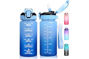 SUPPRUI Kids Water Bottle With Straw, 600ml Children Drinks for School, Leakproof BPA-Free Tritan Motivational Drink Bottles for Girls Boys(Blue)