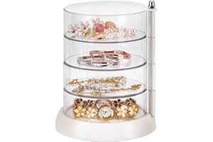 JessLab Organiseur d'Accessoires pour Cheveux, Organisateur en Acrylique Transparent à 4 Niveaux Élastiques de Cheveux de Fille Boîte de Rangement pour Cheveux Accessoires Bracelets Bagues Bracelets