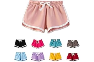GENERIC Short de sport en coton pour fille - Taille élastique - Short de jogging d'été avec cordon de serrage - Pour basket-ball, football, sport, respirant, doux et confortable