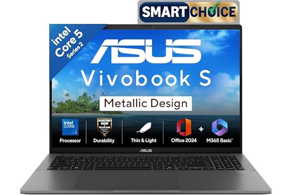 ASUS Vivobook S16,14th Gen, Intel Core 5-210H,Metallic Design Laptop(Intel UHD iGPU/16GB RAM/512GB SSD/FHD+/16""/144Hz/Window