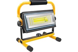 ‎SYLSTAR SYLSTAR Led Baustrahler Akku, 80W 7000Lumen LED Strahler Akku Arbeitsleuchte mit 6 modi, Tragbar Arbeitsscheinwerfer für Werkstatt Baustelle Garage Camping Außen Beleuchtung