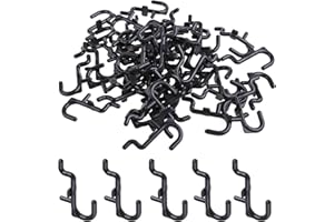 WaTudouYe Lot de 50/100 crochets noirs robustes pour panneau perforé de garage - Crochets utilitaires de rangement pour panneau perforé - Crochets de style J