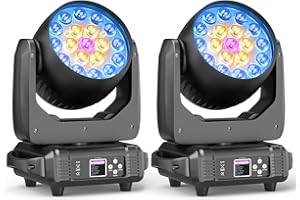 OSUSUENT 2 Unità 19x15W Teste Mobili LED Beam Wash Zoom Effetto di Luce Discoteca Proiettori di Scena RGBW 4 in 1 per la Festa Musicale Sala da Ballo Discoteca Matrimonio