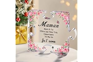 Winzwon Cadeau Maman Noel, Cadeau Anniversaire Maman, Gravure Acrylique Bloc Puzzle Cadeau pour Maman, Calendrier de l'avent Bonne Maman,Cadeau Fete des Meres, Cadeau Saint Valentin, Noël