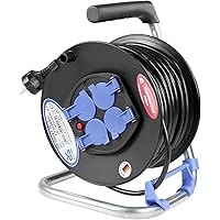 as - Schwabe Innenbereich-Kabeltrommel – 25 m Kabel-Leitung 230 V / 16 A –Trommel mit 4 Schutzkontakt-Steckdosen inkl…