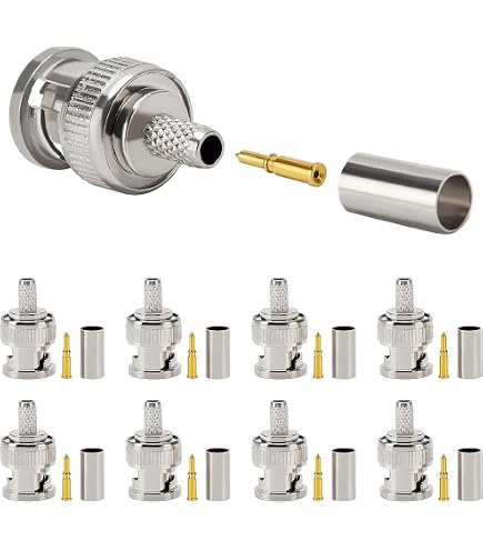 5 Connettori Coassiali BNC Femmina A Crimpare Per RG-58, RG-141, LMR-195