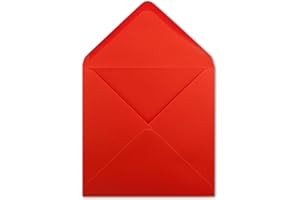 ‎GLÜXX AGENT 25 Quadratische Briefumschläge Rot - 15,5 x 15,5 cm - 100 g/m² Nassklebung spitze Klappe - aus der Serie Colours-4-you - Glüxx-Agent