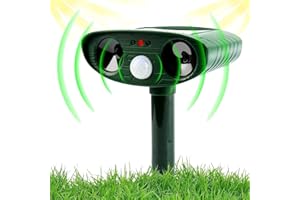 NEHCTECH Solar Ultrasonic Cat Repellent for Gardens | Cat Deterrents,Fox Deterrent,Cat Scarer with Motion Sensor & LED Flash | Waterproof Animal Repeller for Rats,Squirrels,Dogs,Foxes and Birds（One Pack）