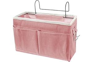 ZFKXGS Organisateur de Chevet Suspendu Panier de Rangement Suspendu Poche de Lit Organisateur Sacs de Chevet Sac de Rangement Étanche pour Téléphone Télécommande Journal Stylo Magazine (Rose)