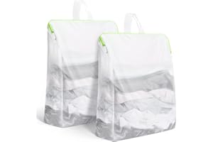 aceyoon Filet à Linge avec Poignée,40x50cm Grand Sacs à Linge avec Côtés Élargi Filet Linge Machine à Laver,Sac de Lavage avec Fermeture Éclaire pour Vêtements Délicats Soutien-Gorge Pull (Blanc)
