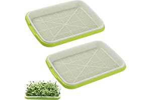 WSGFPO Samen Keimung Tablett Seed Sprouter Tray Baumschule Tablett Kunststoff Sämlingstablett Mini Gewächshaus Kunststoff Keimschale für Keimung für Garten Hausgarten Balkon Office Zuhause Grün (2 Stück)