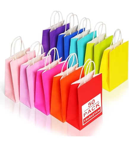 Koogel 48PCS Party Favour Bags, Colourful Gift Bags With Stickers