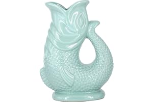 BUBBLE JUG Carafe Glouglou en Forme de Poisson, Vase Pichet Vert Sauge, Très Grand Pichet 1,5 Litre, Pièce Décoration Maison en Céramique pour les Cocktails, l'Eau et le Gin