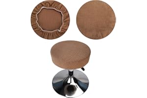‎HUALISIJI HuaLiSiJi Hockerbezug Rund 30-40cm Luxuriöser Stoff, Dehnbar Knitterfrei Waschbar Staubdicht Weich und Langlebig, Verwandelte die Hocker in Sekunden (1, Braun)