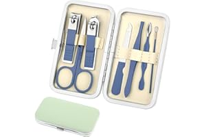 simarro Maniküre Nagelknipser Set, 8 in 1 Scharf Nagelfeile Tragbare Nail Clipper Mode Professionelle Edelstahl Nagelknipser Set Nagelschneider Pediküre Kit für Männer Frauen Freunde (Blau)