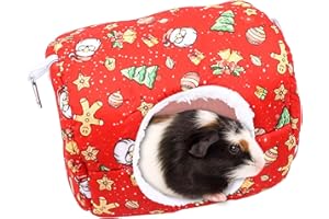 MTBRICEY Lit de Noël pour Cochon d'Inde,Lit Chaud de Hamster Maison Douillette pour Petit Animaux avec Crochet Doux Cage pour Cachette Accessoires pour Nid d'hiver pour Lapin Furet Hérisson Chinchilla Hamster