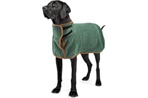 JODSEN Hunde bademantel,hundehandtuch mittelgroße hunde,Super feuchtigkeit Schnelltrocknend Handtuch,Mikrofaser Handtuch, verstellbarer Kragen und Taillen-Hundetuch für große, mittlere Hunde Grün (XL, Grün)