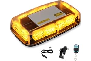 JMEST LEAD Lumières stroboscopiques ambre sans fil avec Base magnétique, lumière de balise de secours Rechargeable de 48 LED, lumière clignotant de toit pour les véhicules de camions de voiture