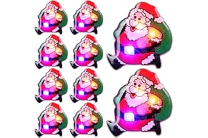 Hemobllo 25Pcs Christmas LED Light Up Brooch Pin Santa Claus with Bag Badge Flashing Brooch Holiday Glowing Badge Party Favors Gifts for Clothes Bags Hats Accessories