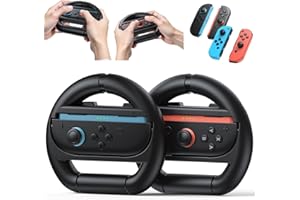 Kinwin Lenkrad für Nintendo Switch 2 & Switch 1 & Switch OLED Joypad, Lenkräder Controller Griff für Mario Kart World & Kart 8 Deluxe, NS2 Anti-Rutsch-Griff Halterung Zubehör(Schwarz)