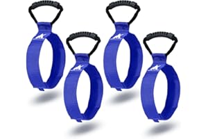 MENG ZHI AO 4 Pcs Heavy Duty Pool Vacuum Hose Storage Holder Garden Hose Organizer Hook and Loop Hose Strap Holder with Carrying Handle Perfect for Garden Hose Pool Vacuum Hose Garage Tool etc. (BLUE)