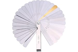 DOLASO Feeler Gauges Stainless Steel 32 Blades 0.04-0.88 mm (0.0015-0.035 Inch) Feeler Gauge Metric/Imperial for Measuring Gap Width Thickness for Guitar, Spark Plug, Valve, Piston Measure