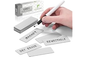 2DOBOARD Etiquettes Magnétiques Effacable 7,5 x 2,5 cm - Ensemble de 25 Aimants - Gris - pour Tableau Magnétique