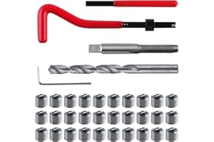 LEONTOOL 30 Piece M8x1.25 Helicoil Thread Repair Kit, Metric Helicoil Repair Kit with HSS Drill Bits Thread Inserts Taps Breakoff Installation Tools, Portable Rethreading Tool Kit for Auto Repairing