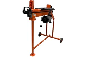 Forest Master FM10T-6 Electric Log Splitter - 6 Tons of Splitting Force - Logs up to 430mm Long - Pre-Filled Ready to Use - DuoCut Blade - Ramstop - Includes Stand