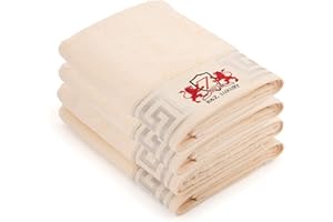 B&Z Luxury Set di 4 Asciugamani da bagno 50x100 cm in Bamboo 500gr | Super Morbidi Assorbenti Resistenti | Asciugamano Spugna Viso Mani Capelli | Ospiti Spa Palestra (Panna, 4 Viso)