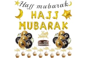 BUY BY BROTHERS Hajj Mubarak Decoration, Decoration Set, Foil Balloons, Cake Topper, Cupcake Topper, Balloons (Hajj XL)