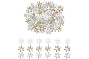 LIFREER 600PCS Christmas Confetti Glitter Snowflakes Table Confetti Silver Gold Snowflake Sequins for Christmas Holiday Party Decorations
