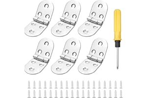 YEYIT Składany zawias z klapką ze stali nierdzewnej (6 szt.), składany 270 stopni zawiasów z klapą tylną, zawias do szafki okrągłe zawiasy z tyłu, bonus ze śrubokrętem, do szafki szafki szafki szafki drzwi szuflady