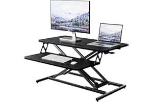 ERGOMAKER Stehpult Schreibtischaufsatz Höhenverstellbar, Schreibtisch Erhöhung 80 X 40CM mit Zwei Monitoren Tastaturablage, Standing Desk Converter Schwarz